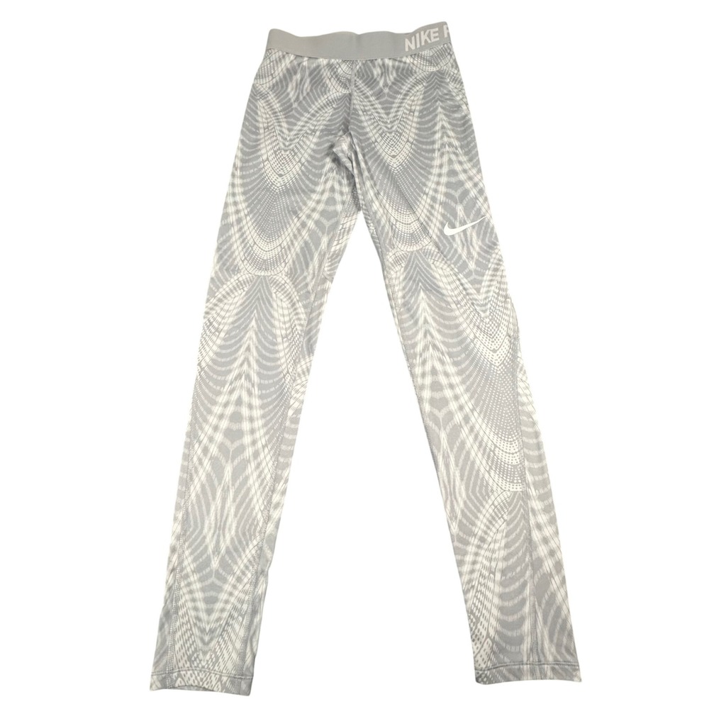 Nike Pro Dri-Fit Geometric Gray White Leggings Women's Medium